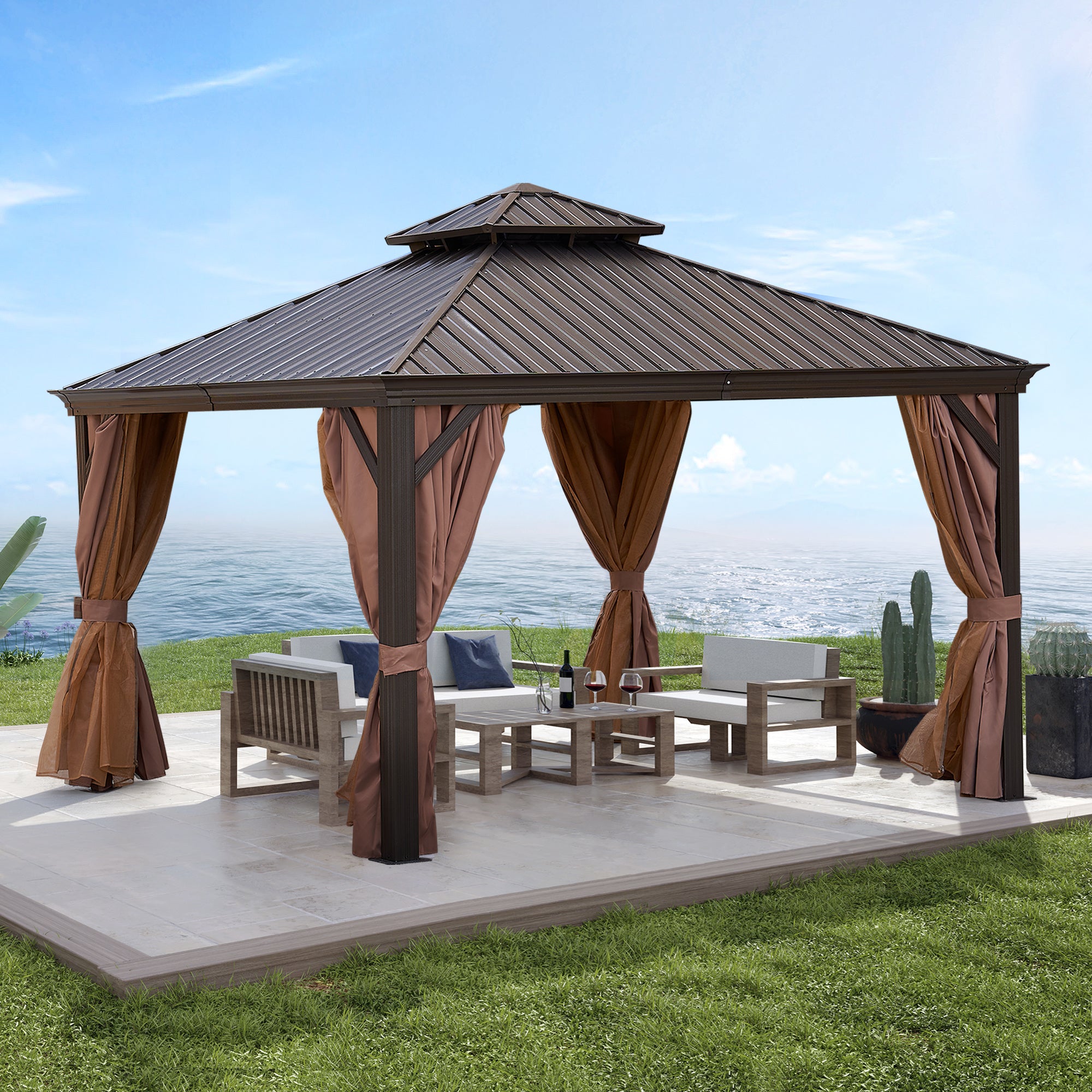 Brown Gazebo (Powder Coated) Doba 12*12FT